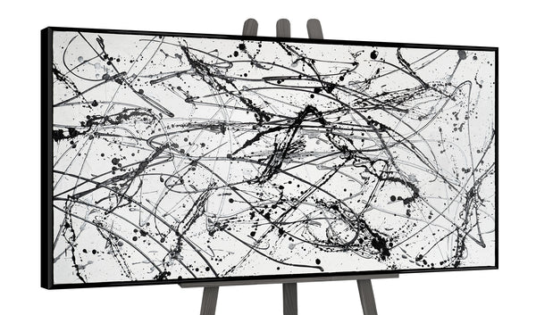Картина «Контроль хаосу» — монохромна абстракція в стилі action painting