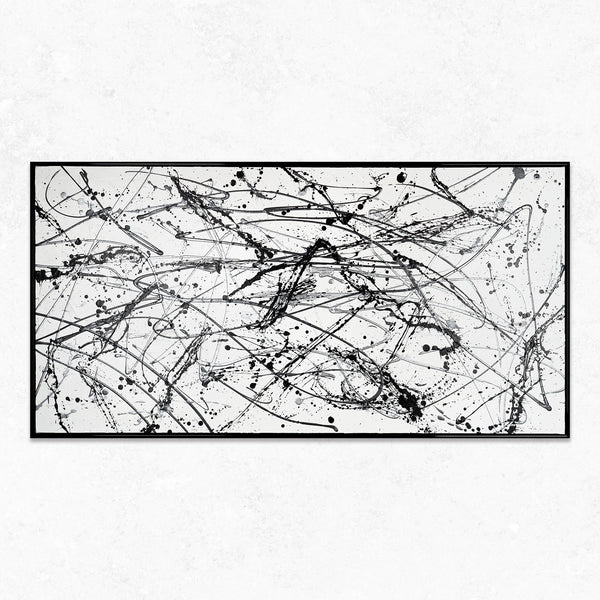 Картина «Контроль хаосу» — монохромна абстракція в стилі action painting