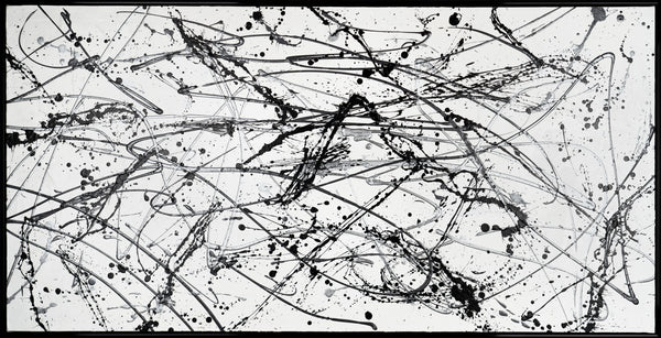 Картина «Контроль хаосу» — монохромна абстракція в стилі action painting